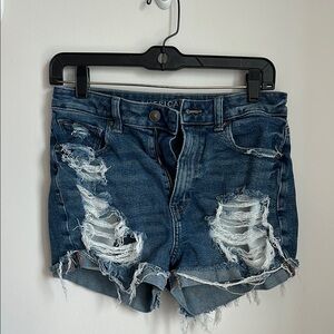 American Eagle Outfitters Blue Distressed Jean Shorts
